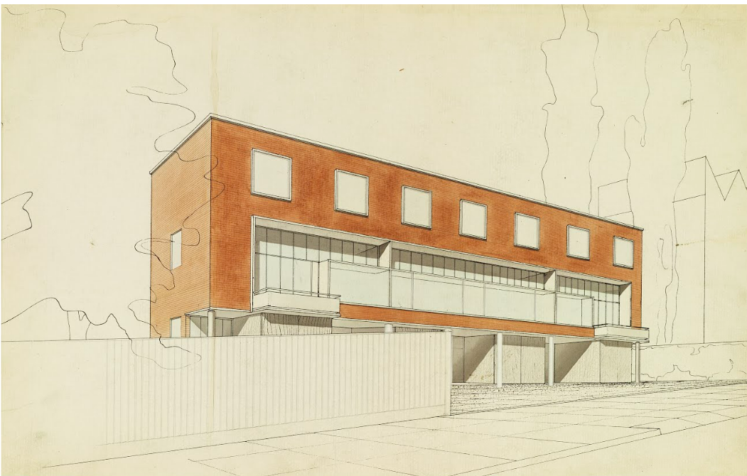 The original drawings of 1-3 Willow Road by architect Erno Goldfinger.