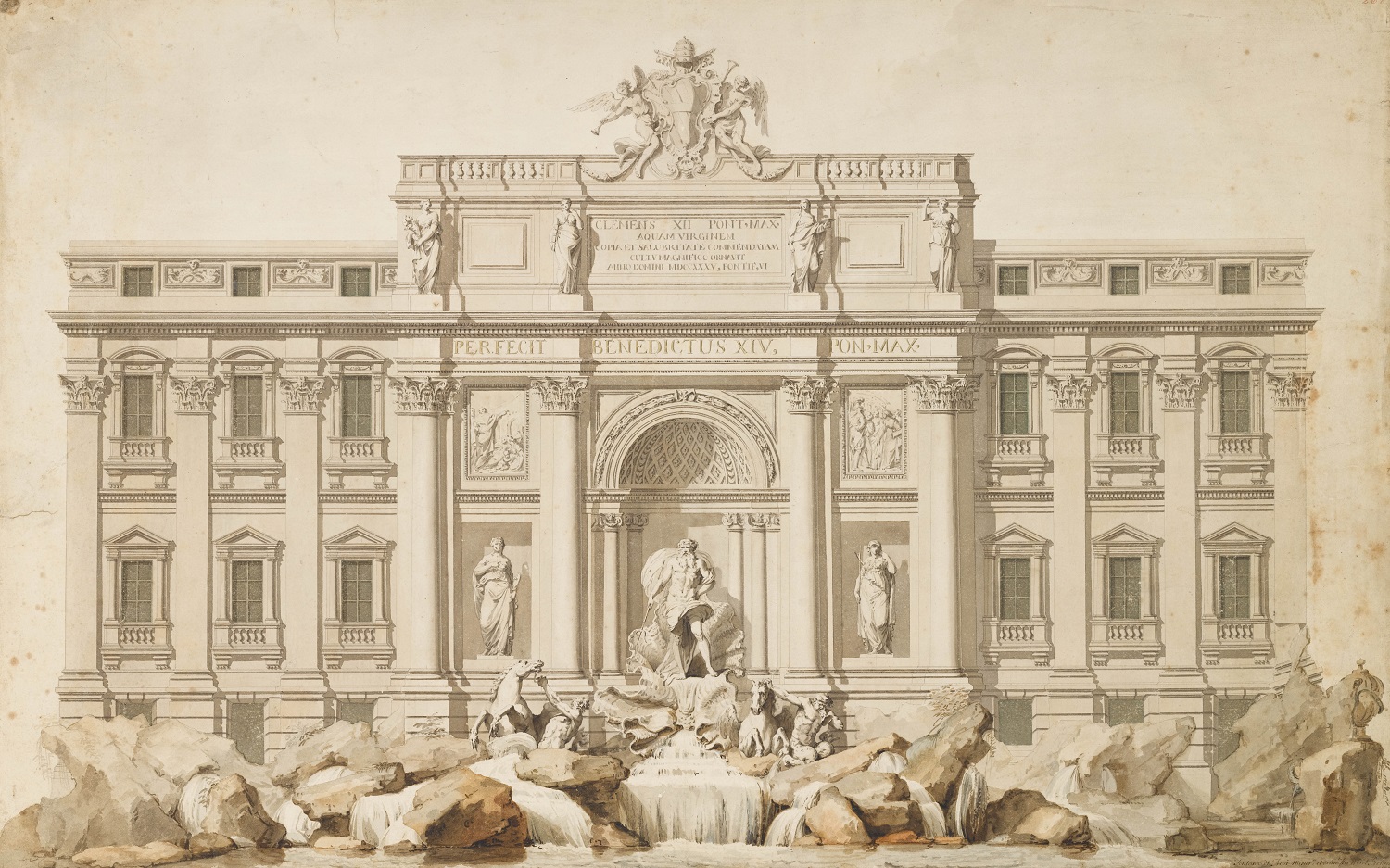 Measured drawing of the Trevi Fountain, Rome; later used by John Soane as a Royal Academy lecture drawing Measured drawing of the Trevi Fountain, Rome; later used by John Soane as a Royal Academy lecture drawing