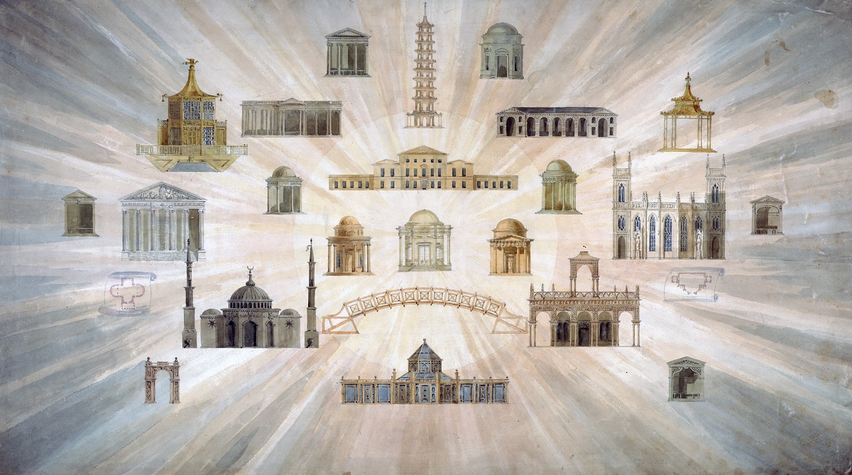 Royal Academy lecture drawing of the buildings in Kew Gardens Royal Academy lecture drawing of the buildings in Kew Gardens