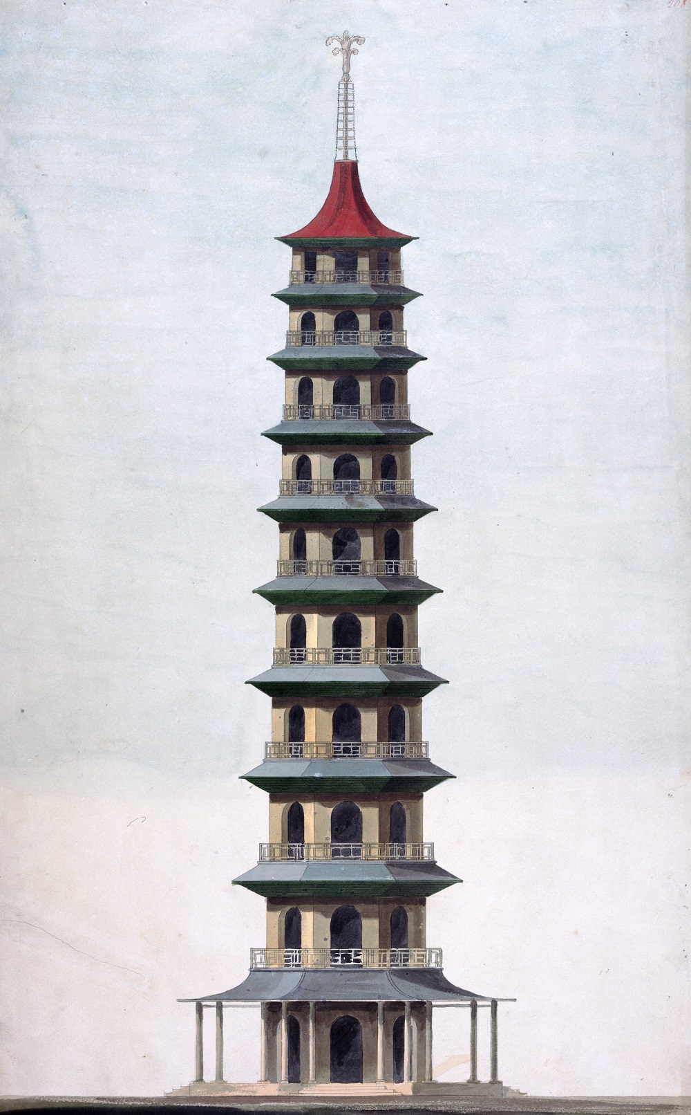 Royal Academy lecture drawing of The Great Pagoda, Kew
