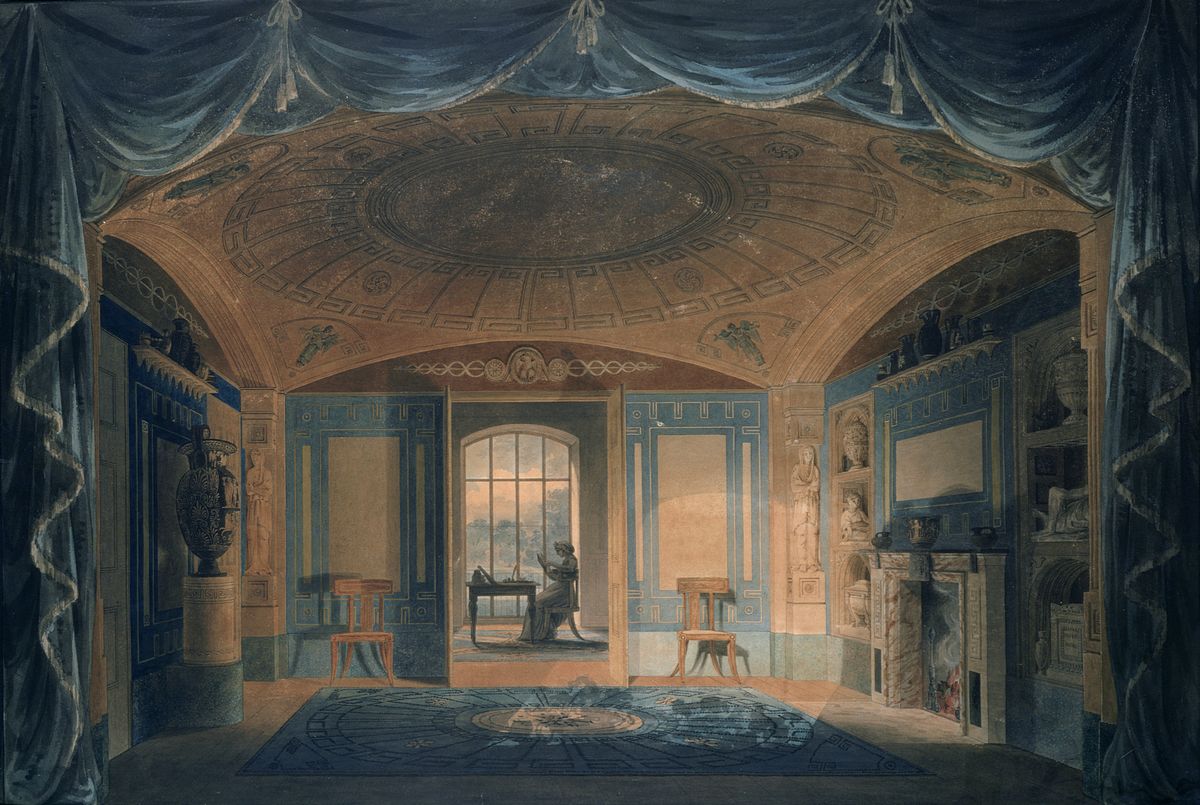 Watercolour showing a view of Soane's breakfast room