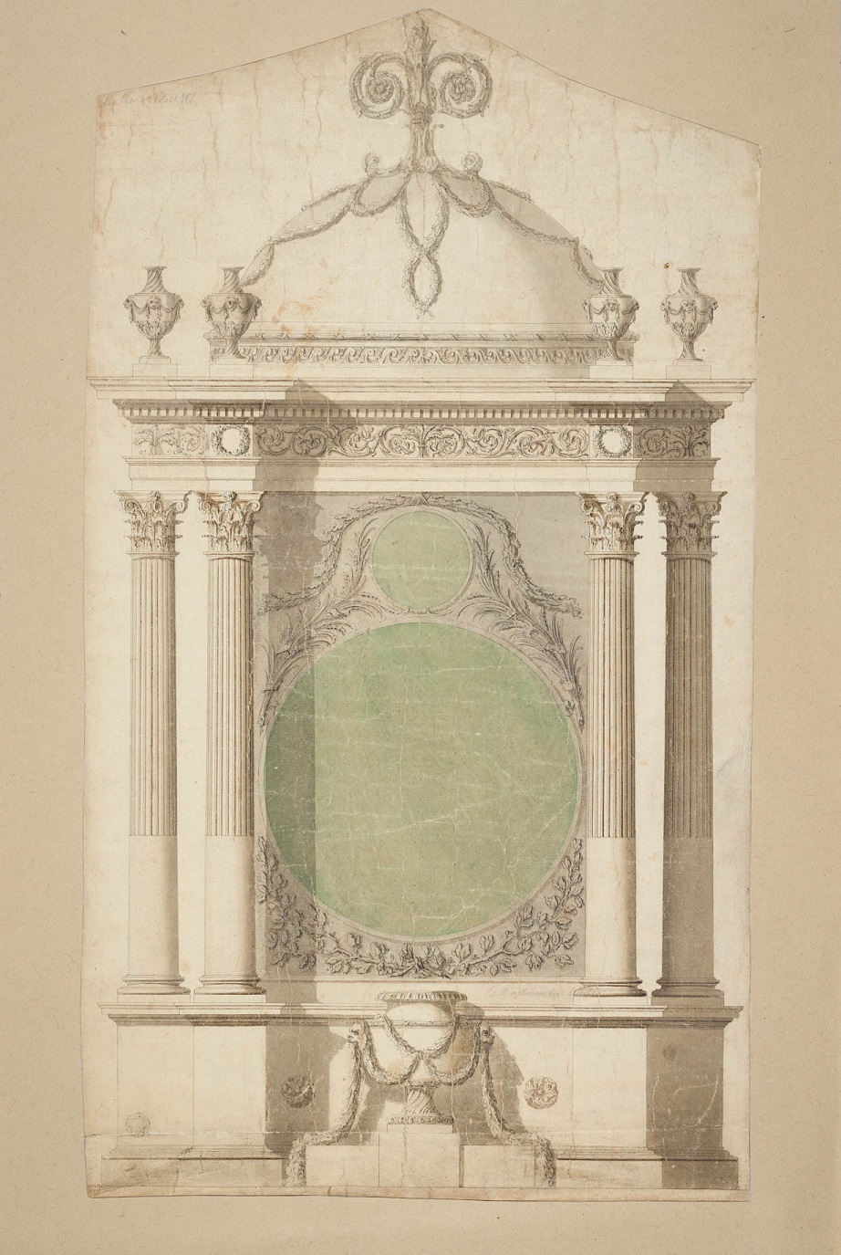 Design for an astronomical clock case for King George III Design for an astronomical clock case for King George III