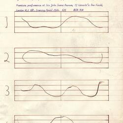 Musical scores with wiggly, worm like lines on them and Quartet for worm handwritten above