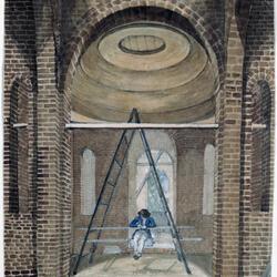 Pupil sketching in the unfinished Mausoleum at Dulwich