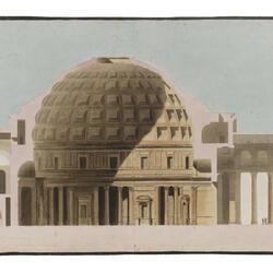 section drawing of the pantheon in Rome