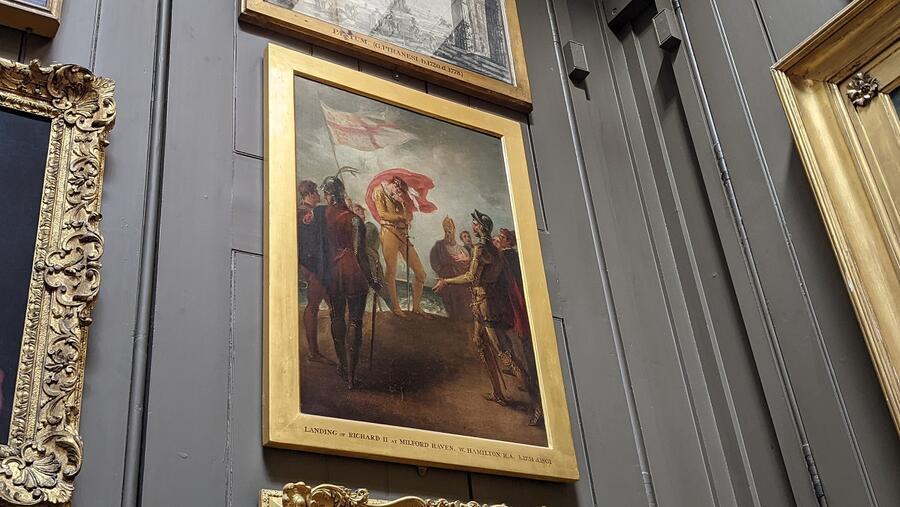 A painting in the Picture Room, depicting a desolate Richard II upon landing at Milford Haven.