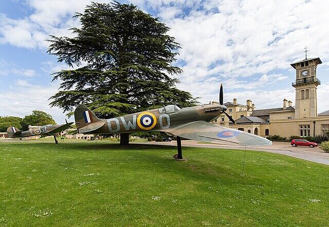 Spitfire and Hurricane outside Bentley Priory