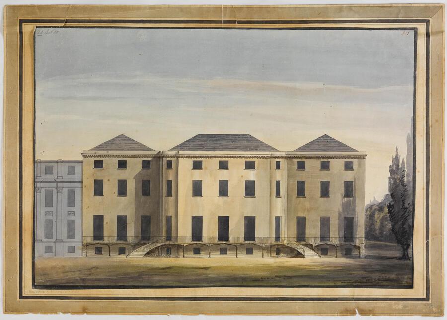  topographical elevation of the south front of Soane’s extensions at Bentley Priory