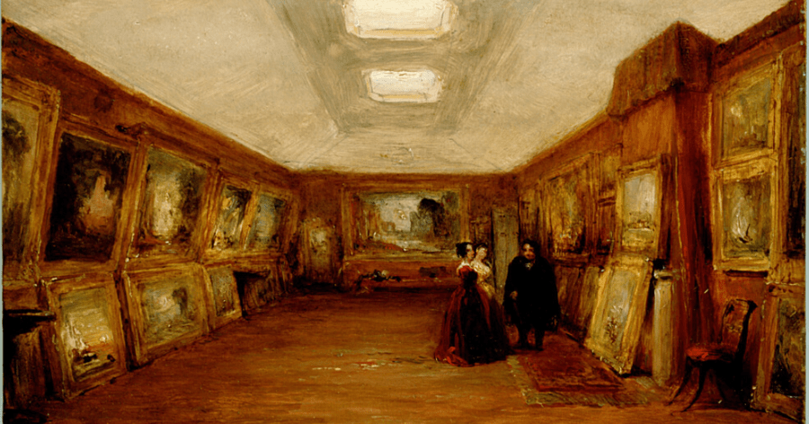 George Jones, Interior of Turner’s Gallery: the Artist showing his works, oil on millboard, 1851, © Ashmolean Museum, University of Oxford, WA1881.348
