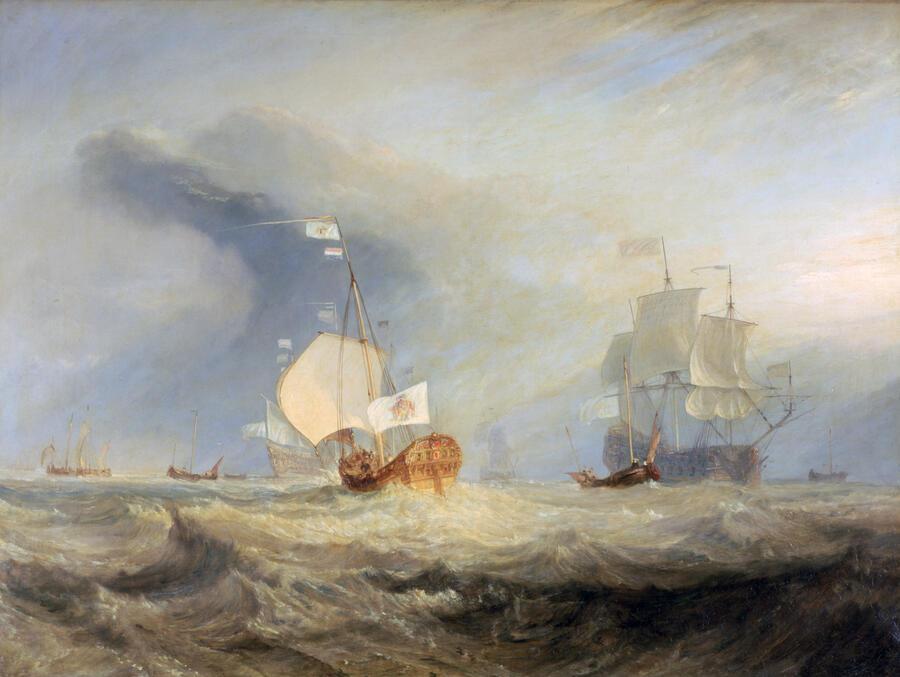 Joesph Mallord William Turner, Admiral van Tromp’s Barge at the entrance to the Texel, 1645, oil on canvas, 1831 (SM P272)