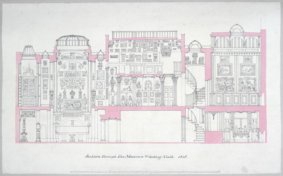 Section through the Museum, with the Upper Drawing Office highlighted