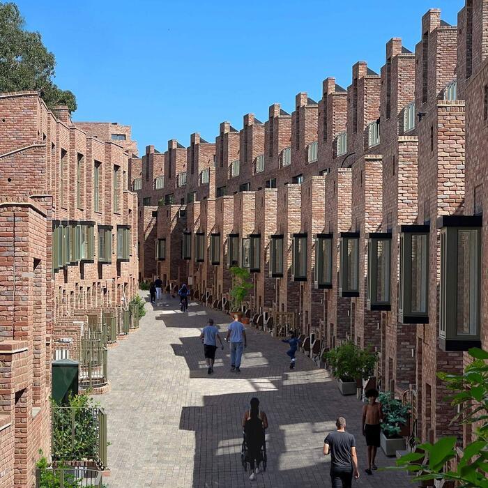 A CG visualisation of the pedestrianised Beechwood Mews, around which 97 homes are being built.