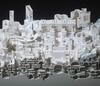 A 3D-printed cityscape, showing subterranean towers and soaring towers.