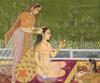 A work from Soane's Indian album, featuring a female figure of status being attended to by servants.