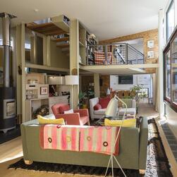 The main living space of 9/10 Stock Orchard Street, home to architect Sarah Wigglesworth.