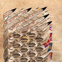 Drawing of a town made from airplanes