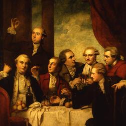 Group painting of gentlemen in different poses