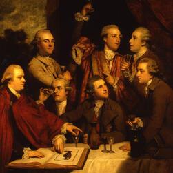 Group painting of gentlemen in different poses
