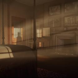 Sunlight moves across Eliza's lost bedchamber, as a shadow passes by the window.