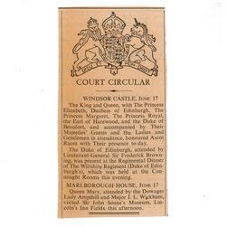 An extract from The Times details Queen Mary's last visit to the Museum, after its post-war reopening in 1948.