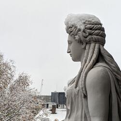 Snow on a stone Caryatid 