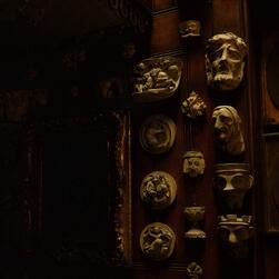 Gargoyles and grotesques in the Monk's Parlour.