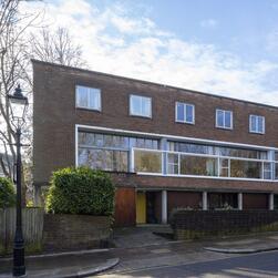 A view of the front elevation of the Willow Road terrace, focused on number 1.