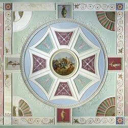 The ceiling from Garrick’s front drawing room in the V&A British Galleries