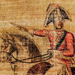 Wellington on horseback, as seen on one of the restored transparencies.