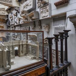 A model of Lothbury Court sits among the antiquities featured in Soane's Drawing Office.