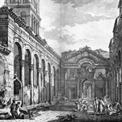 Engraving showing the peristyle at Diocletian’s Palace in Split