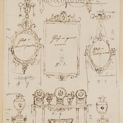 Rough drawing showing an arrangement of furniture from Kenwood in Hampstead for inclusion in ‘The works in architecture of Robert and James Adam’