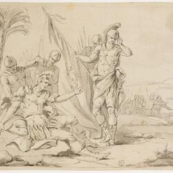 Drawing for a death scene relief panel for a a funerary monument to Lieutenant-Colonel Roger Townshend for Westminster Abbey