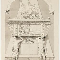 Drawing for a death scene relief panel for a a funerary monument to Lieutenant-Colonel Roger Townshend for Westminster Abbey