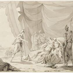 Drawing for a death scene relief for the funerary monument to Major-General James Wolfe for Westminster Abbey